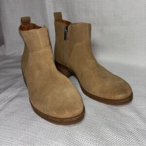 Lucky Brand Prenma Tan Suede Leather Ankle Boots Size 7.5